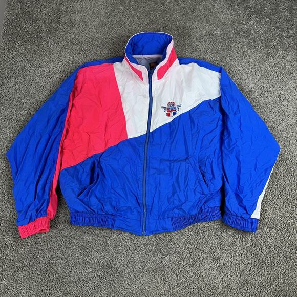 Vintage 12 Hours of Sebring Jacket Mens Large Blue White Racing Windbreaker 90s - Picture 2 of 15